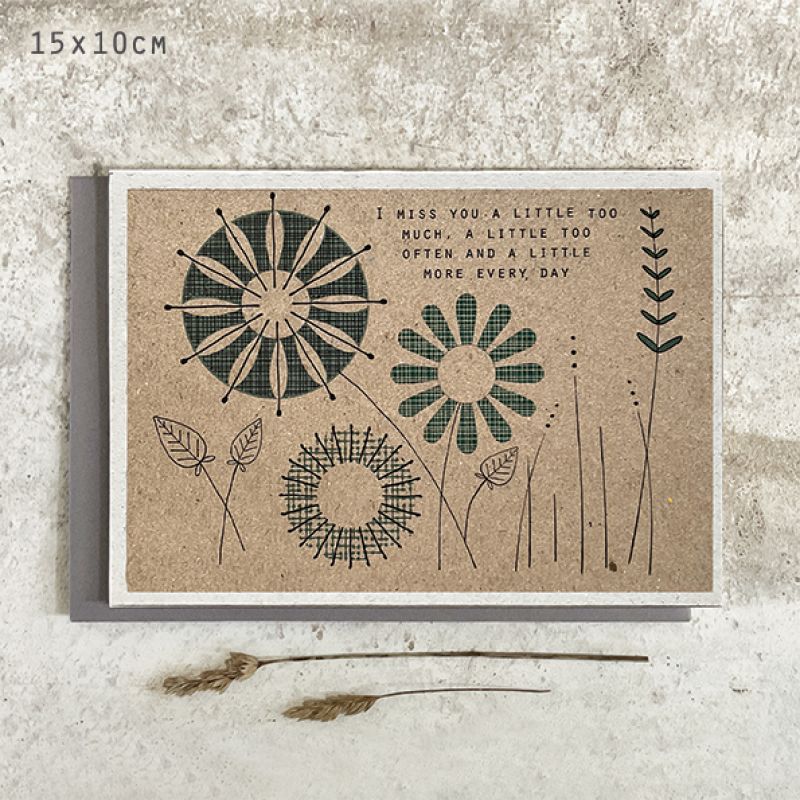 Modern flower κάρτα-I miss you a little too much 12x16,5εκ.