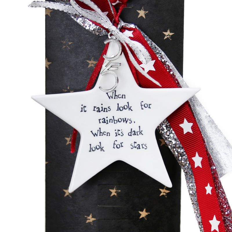 Lucky charm - Porcelain star - When it rains look …