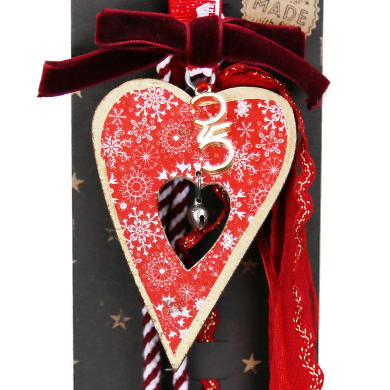 Lucky charm - Hanging Wooden Heart with Bell
