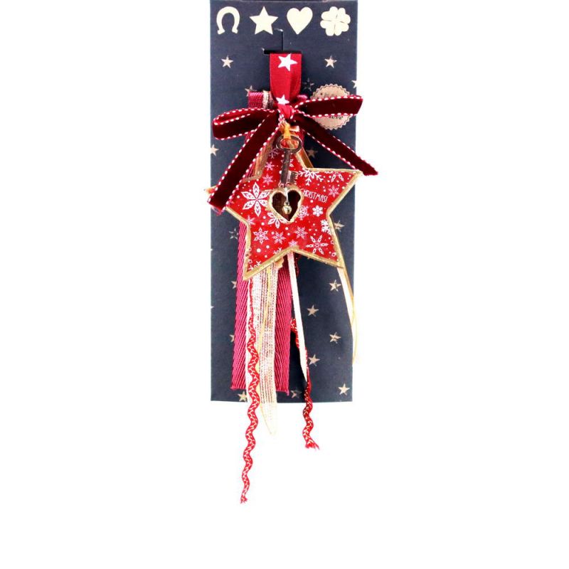 Lucky charm - Hanging Wooden Star with Bell