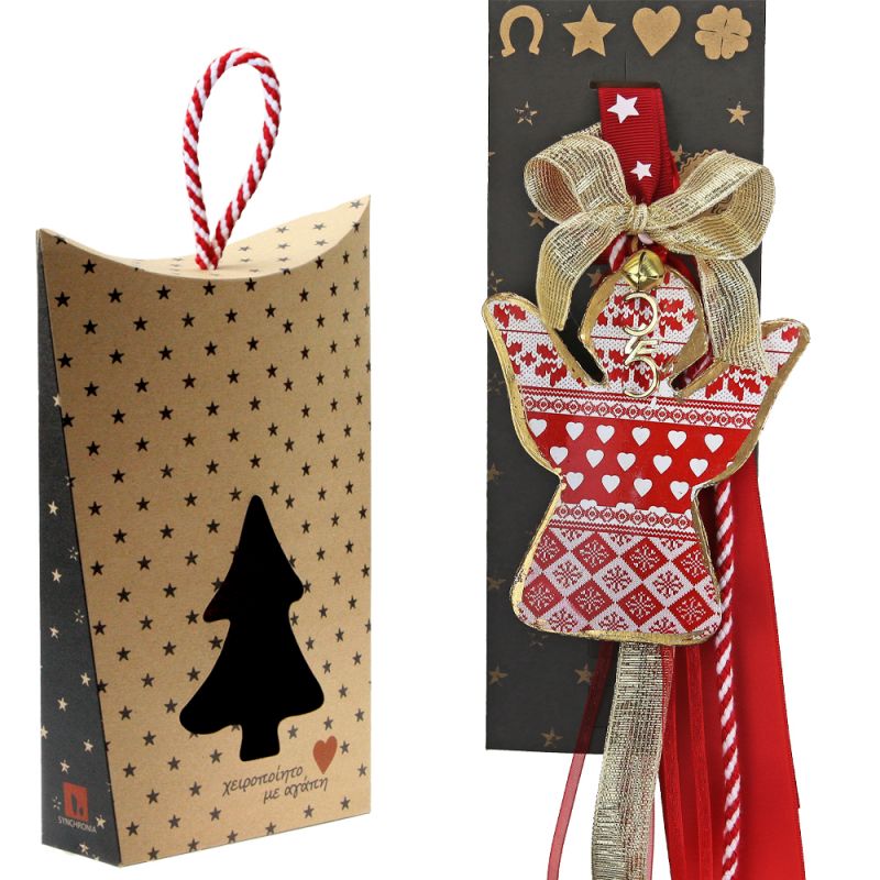 Lucky charm - Red & White Tin Angel