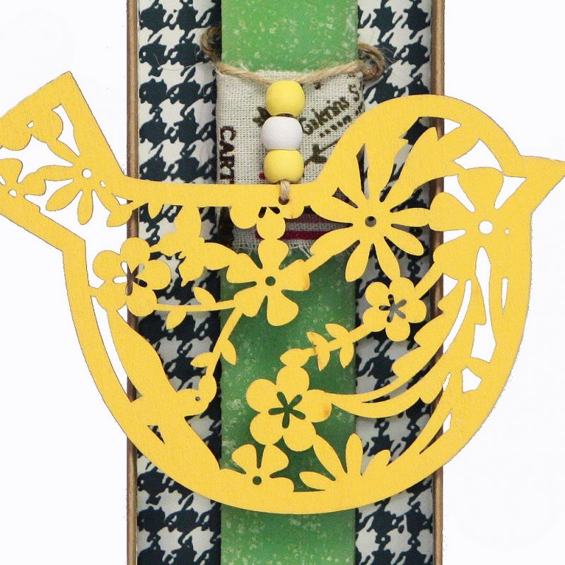 Easter Candle Wooden yellow hanger