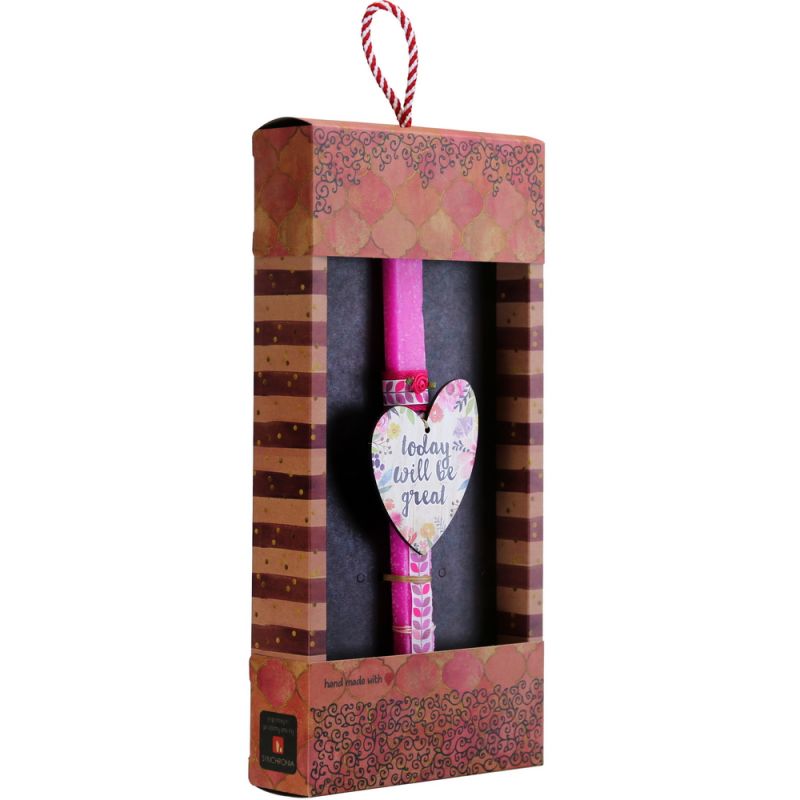 Easter Candle floral wooden heart