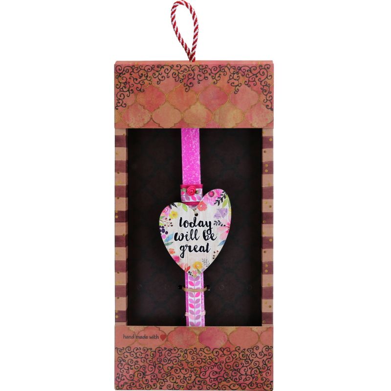 Easter Candle floral wooden heart