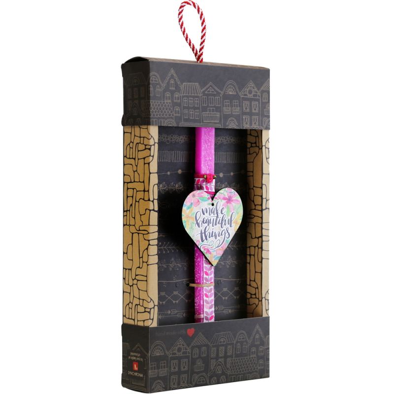 Easter Candle floral wooden heart
