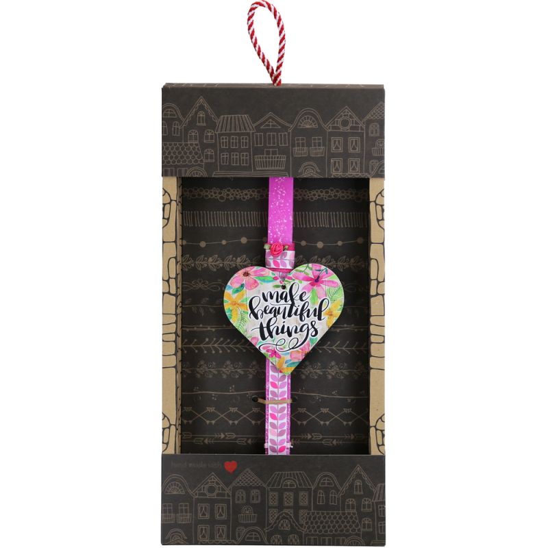 Easter Candle floral wooden heart