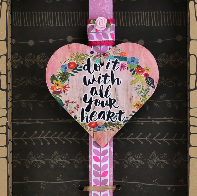 Easter Candle floral wooden heart