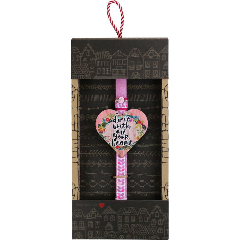 Easter Candle floral wooden heart