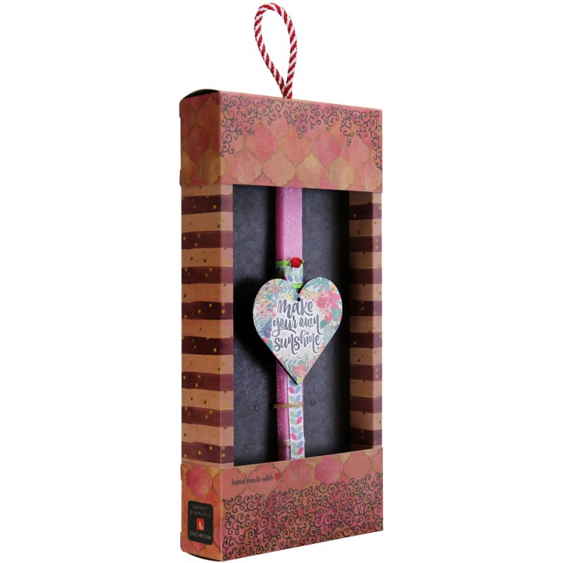 Easter Candle floral wooden heart