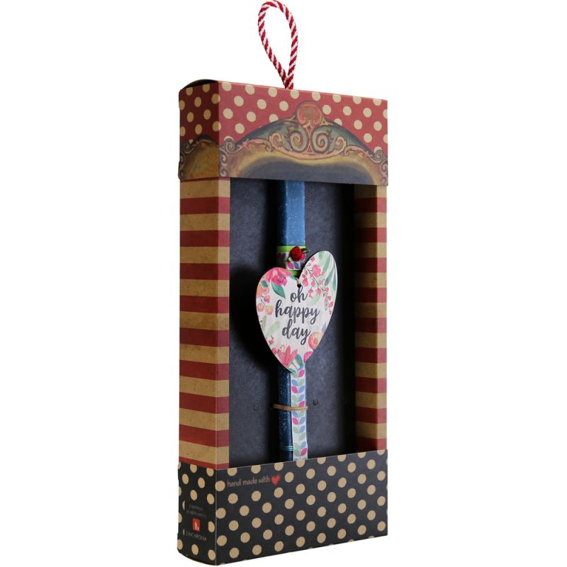 Easter Candle floral wooden heart