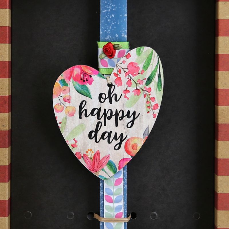 Easter Candle floral wooden heart