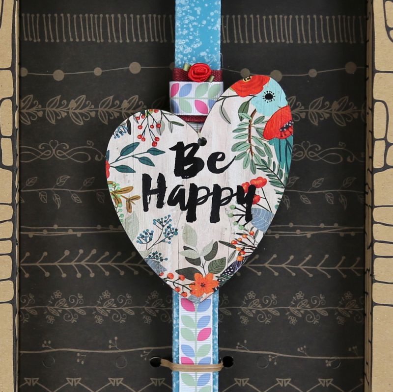 Easter Candle floral wooden heart
