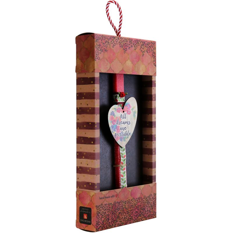 Easter Candle floral wooden heart