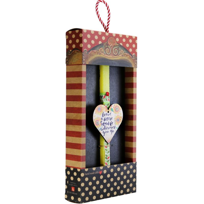 Easter Candle floral wooden heart