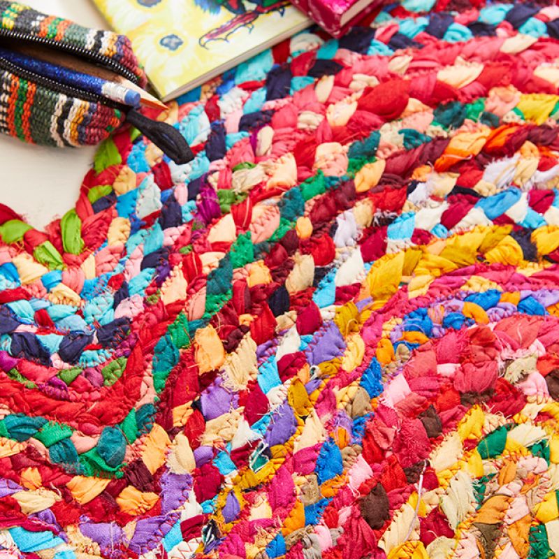 Recycled cotton braided heart shaped rug, 90 x 60cm
