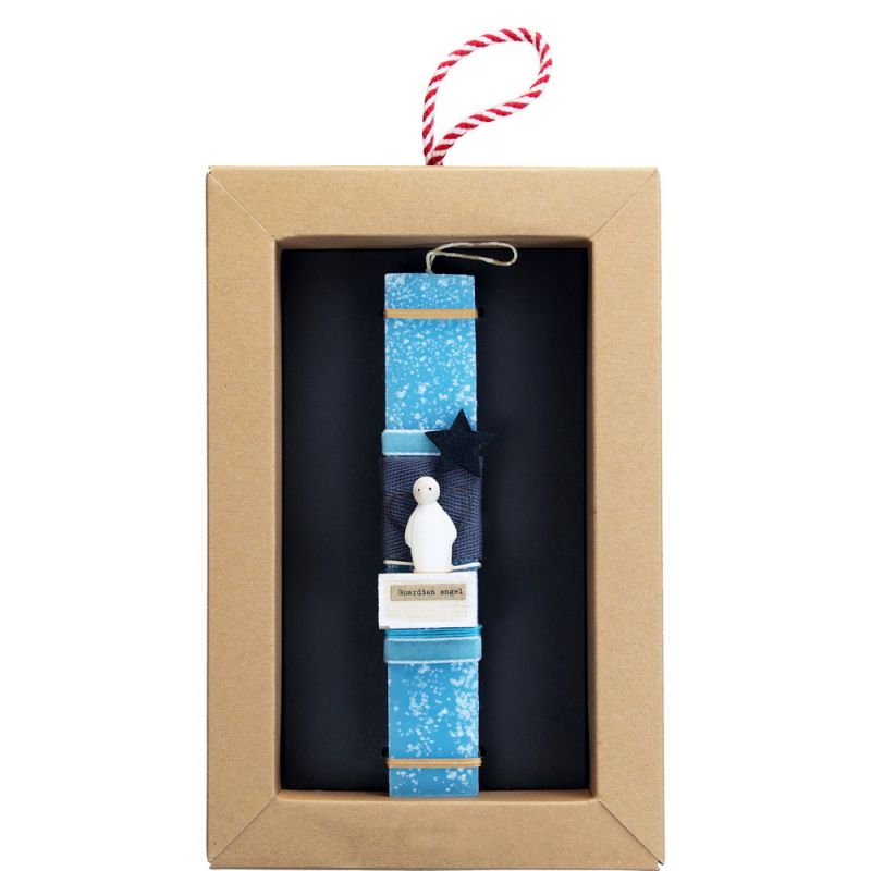 Easter Candle Sml wood scene-Guardian angel