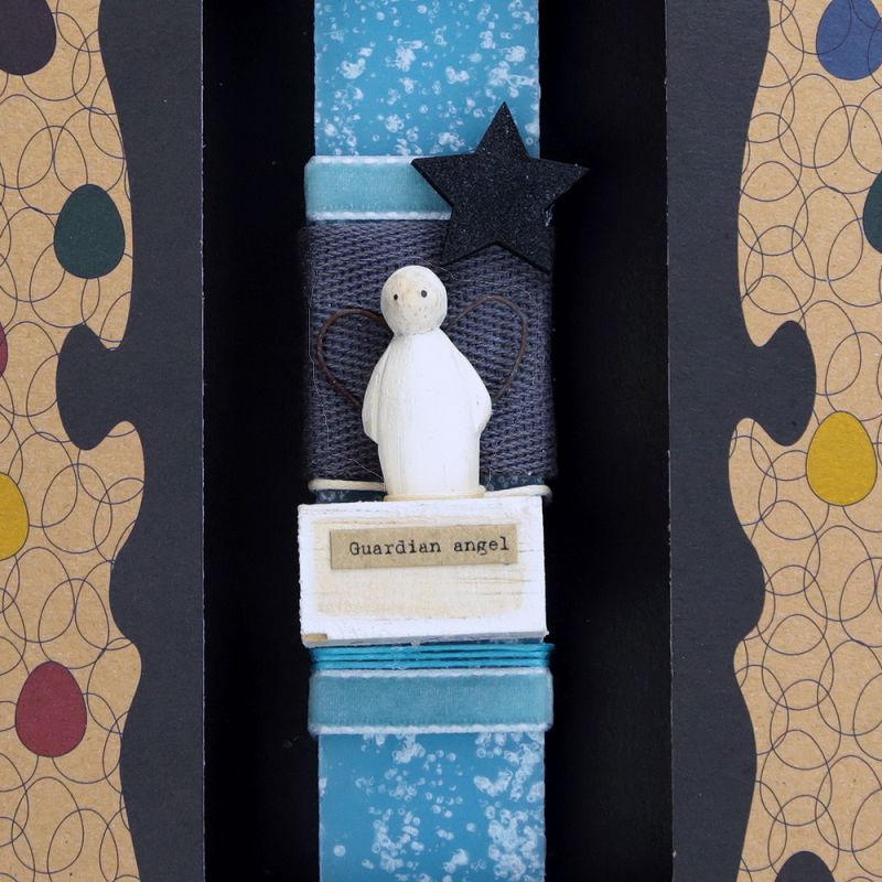 Easter Candle Sml wood scene-Guardian angel