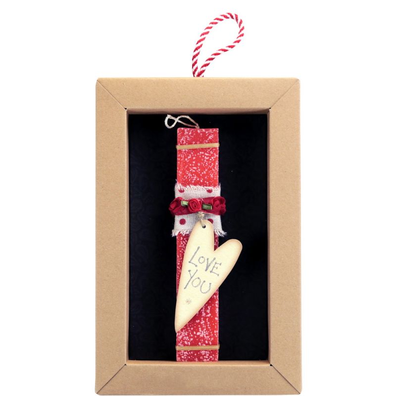 Easter Candle -Cream heart tag-Love you