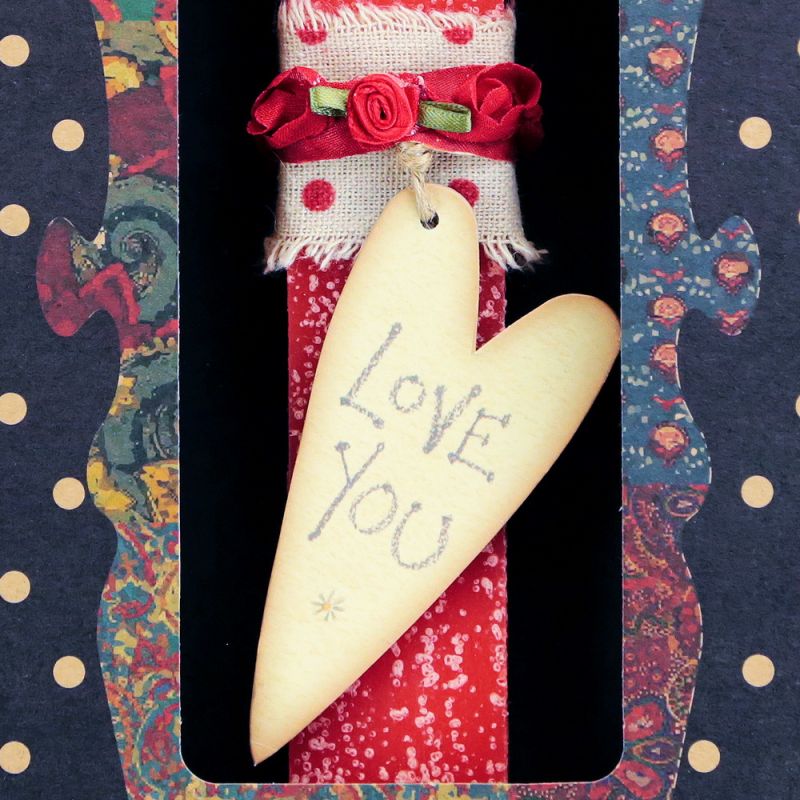 Easter Candle -Cream heart tag-Love you