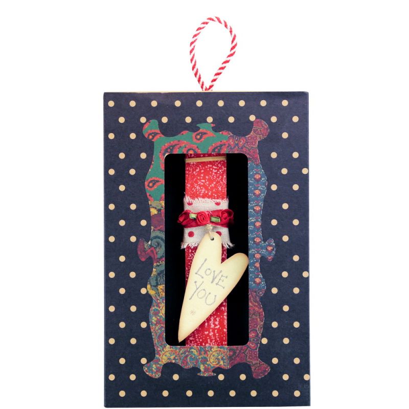 Easter Candle -Cream heart tag-Love you