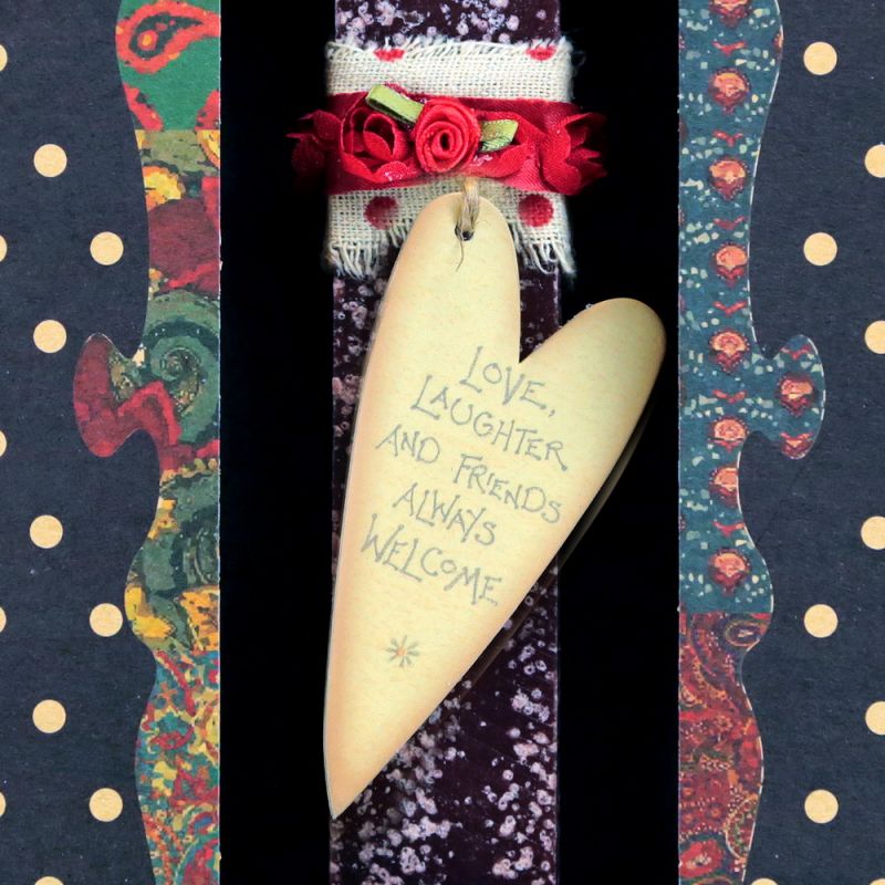 Easter Candle -Cream heart tag-Love,laughter always welcome
