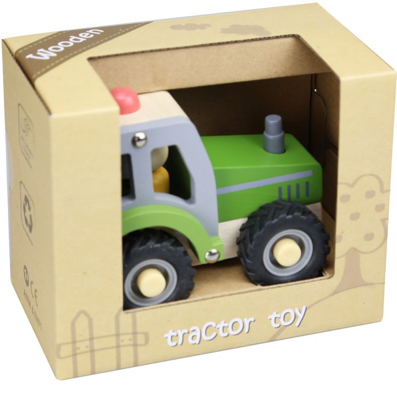 Wooden tractor in gift box