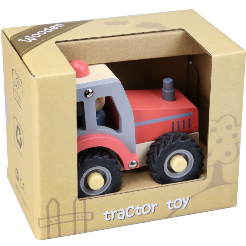 Wooden tractor in gift box