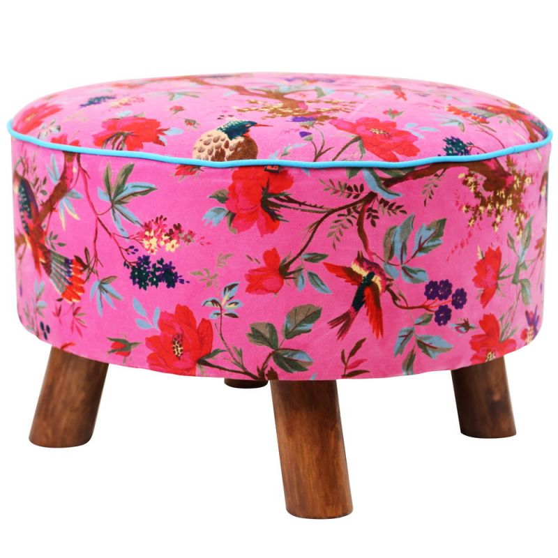 Stool structure wooden with cotton velvet 60cm