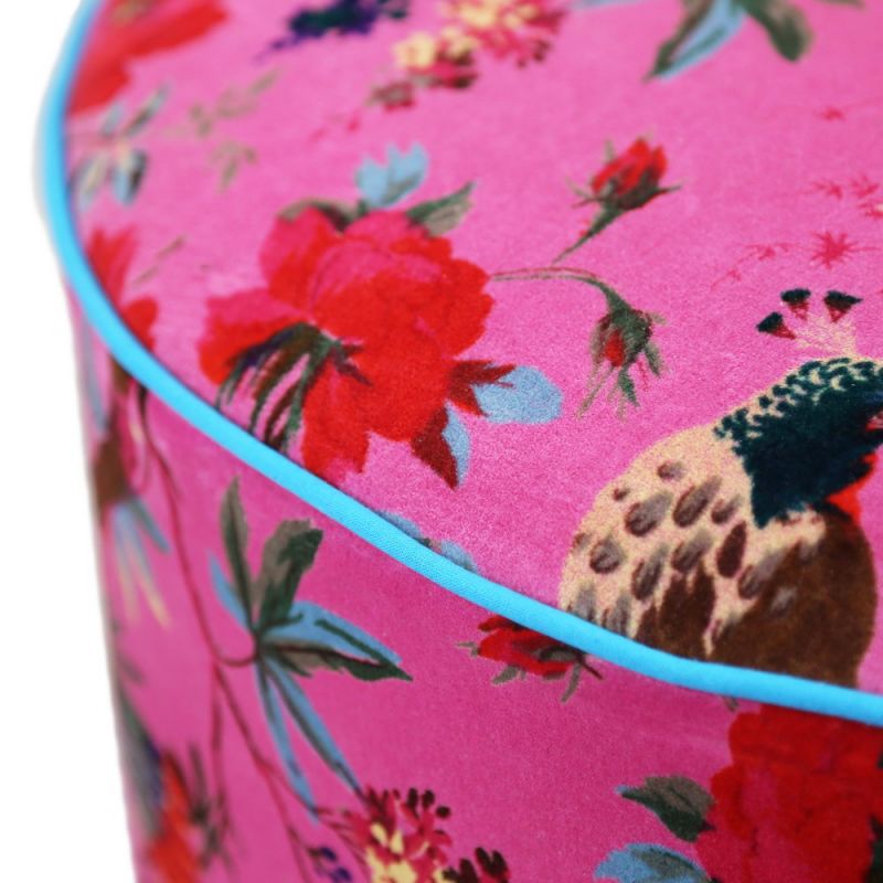 Stool structure wooden with cotton velvet 60cm