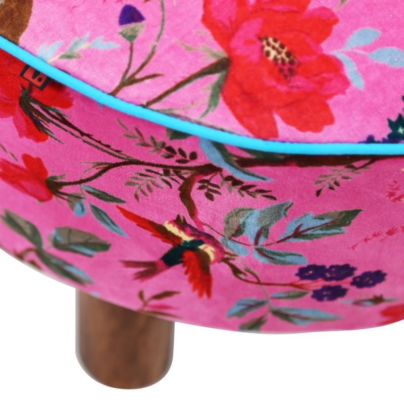 Stool structure wooden with cotton velvet 60cm