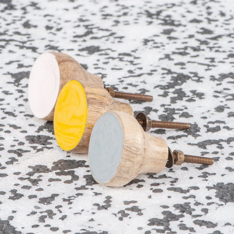 Pink wood & enamel door knob 
