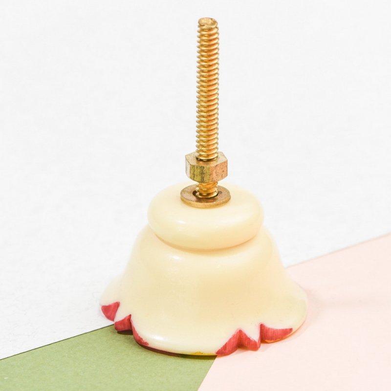 Pink and yellow hand painted door knob 