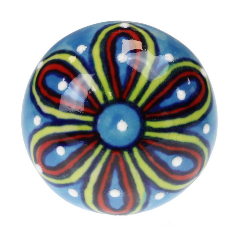 Knob ceramic flower 4cm - Light blue