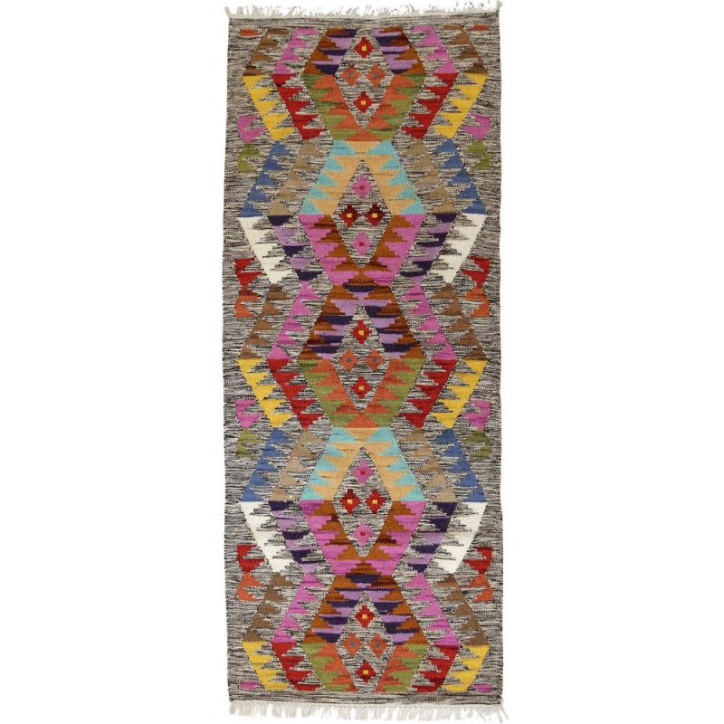 Aztec multi diamond handloom kilim rug 75 x 200cm