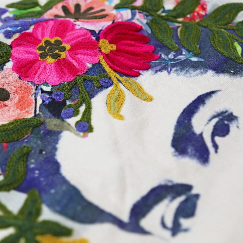 Τσάντα Frida Κahlo λευκή κεντημένη