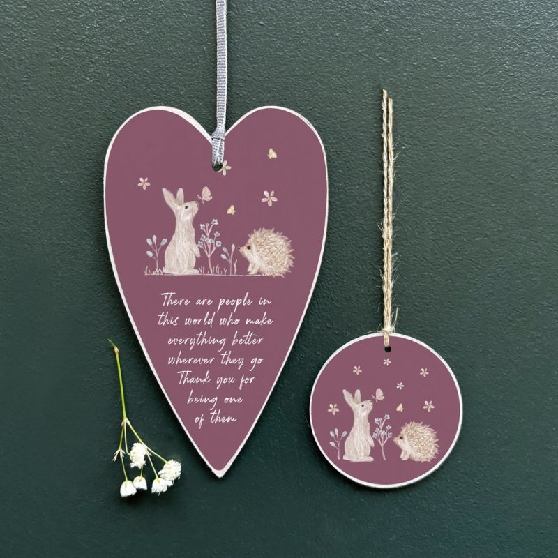 Meadow friends heart tag-Rabbit & Hedgehog