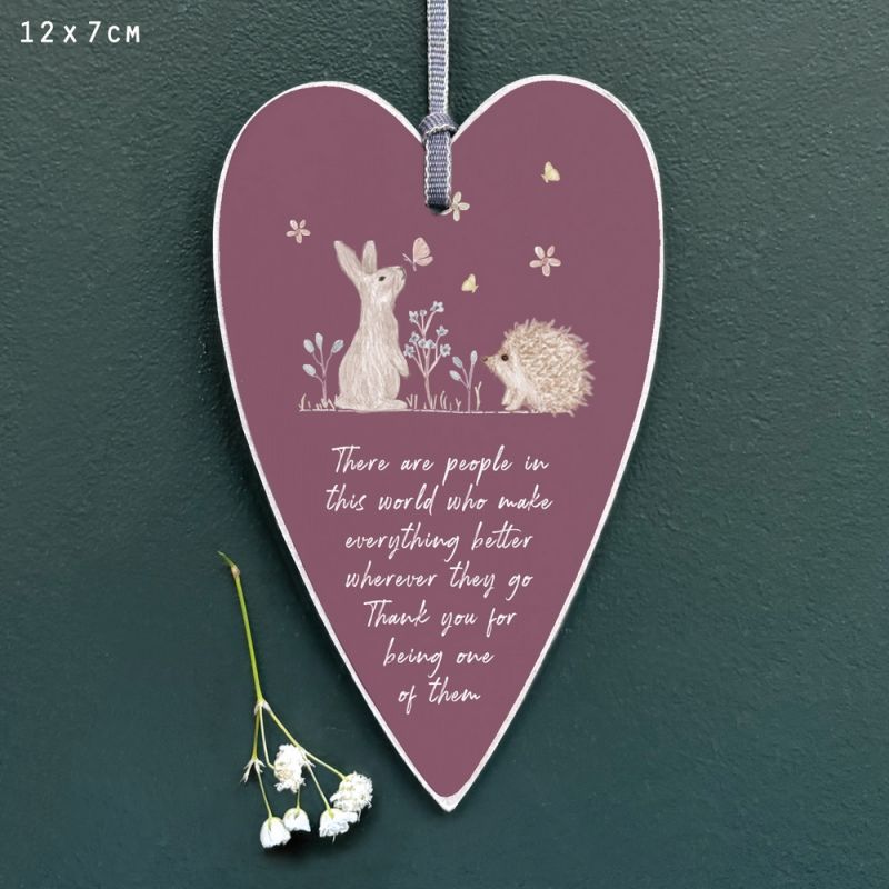 Meadow friends heart tag-Rabbit & Hedgehog